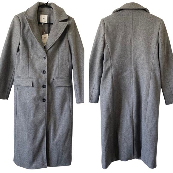 NEW FREE ASSEMBLY Women's Classic Faux Wool Long Coat Heather Gray M (8-10) - Picture 1 of 6